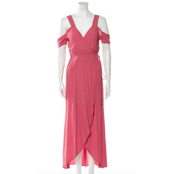 Reformation V-Neck Cold Shoulder Wrap Dress - Size 6 - Picture 2 of 11